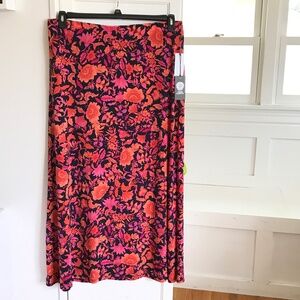VINCE CAMUTO Floral Midi Skirt Black Pink Women’s Size X-Large XL
